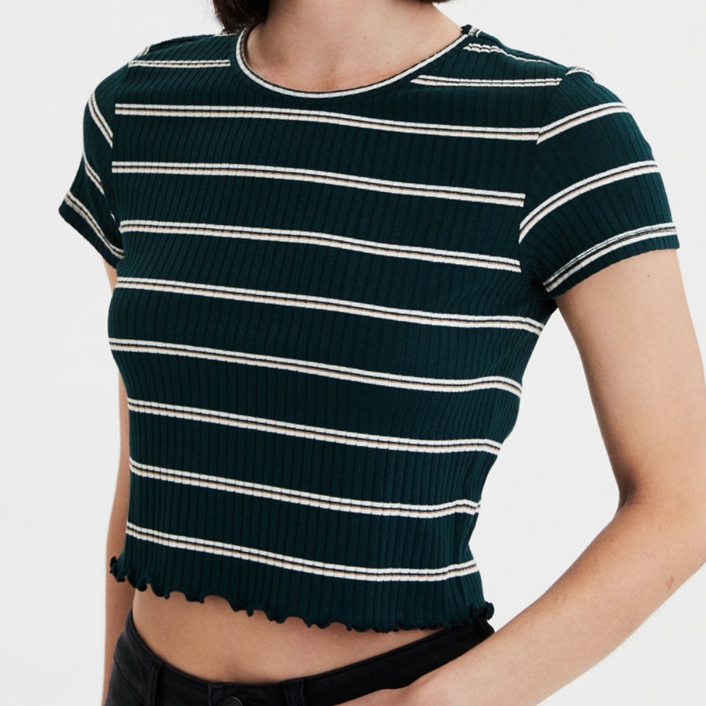 American Eagle AE Striped Baby Tee T-Shirt Small